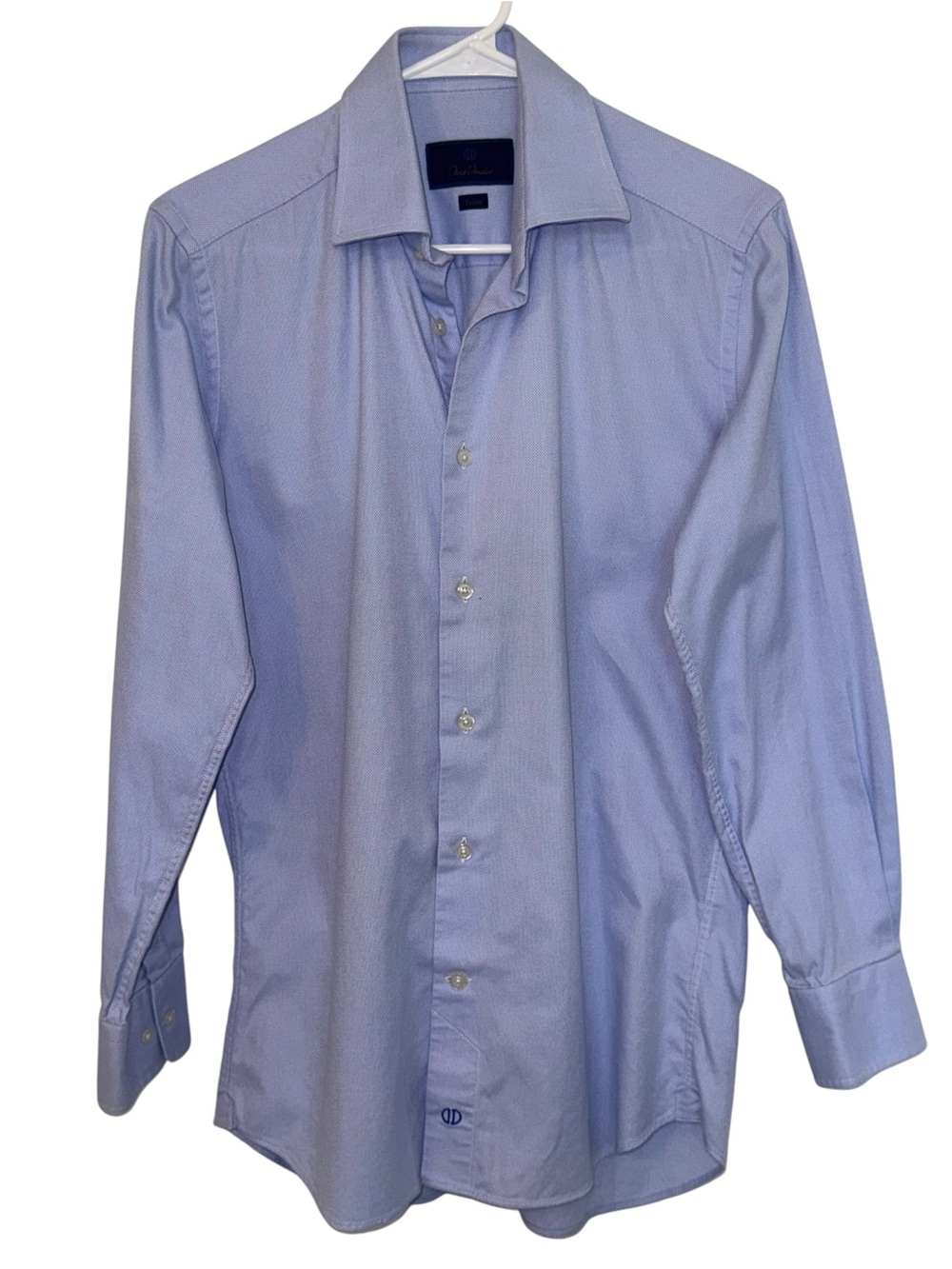 EUC David Donahue Trim Royal Oxford Dress Shirt Sky Blue Size 15 32/33 - Picture 2 of 6